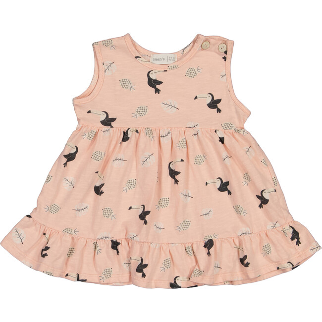Toucan Print Sleeveless Dress, Pink