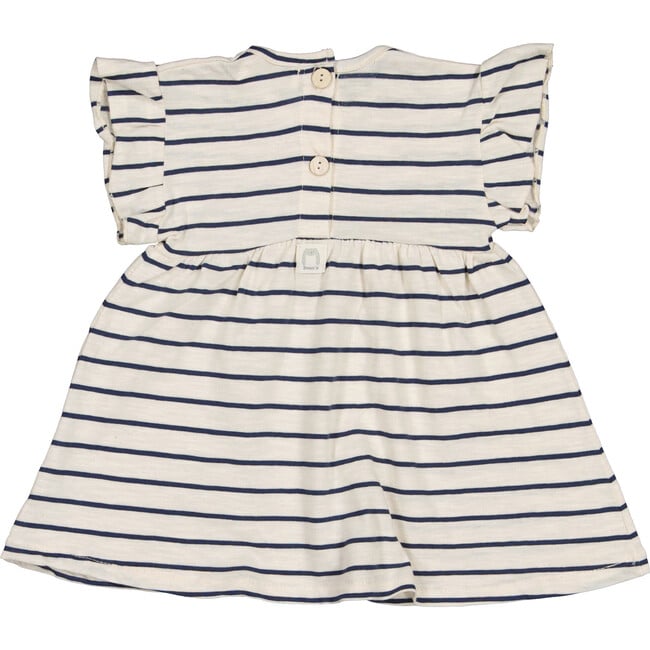 Striped Short Sleeve Dress, Navy & Cream - Dresses - 2