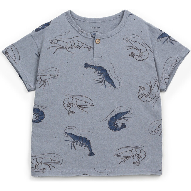 All-Over Shrimp Print Short Sleeve T-Shirt, Blue