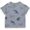 All-Over Shrimp Print Short Sleeve T-Shirt, Blue - T-Shirts - 1 - thumbnail