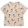 All-Over Jellyfish Print Short Sleeve T-Shirt, Beige - T-Shirts - 1 - thumbnail