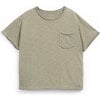 Short Sleeve Raw Edged Hem T-Shirt, Olive - T-Shirts - 1 - thumbnail