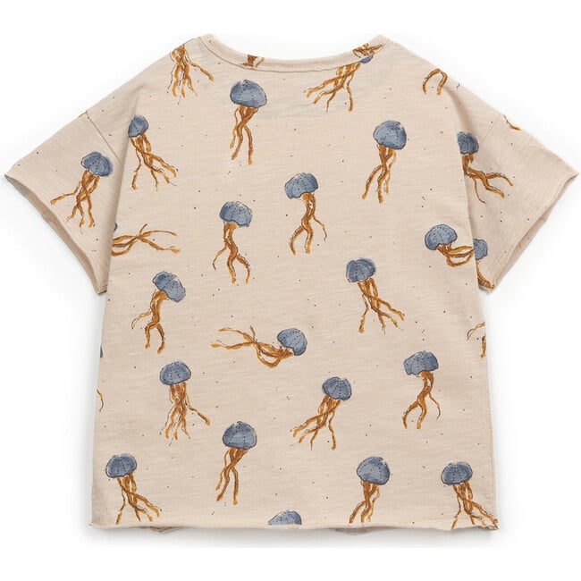 All-Over Jellyfish Print Short Sleeve T-Shirt, Beige - T-Shirts - 2