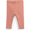 Ribbed Lettuce Edge Legging, Pale Coral - Leggings - 1 - thumbnail