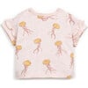 All-Over Jellyfish Print Short Sleeve T-Shirt, Pink - T-Shirts - 1 - thumbnail