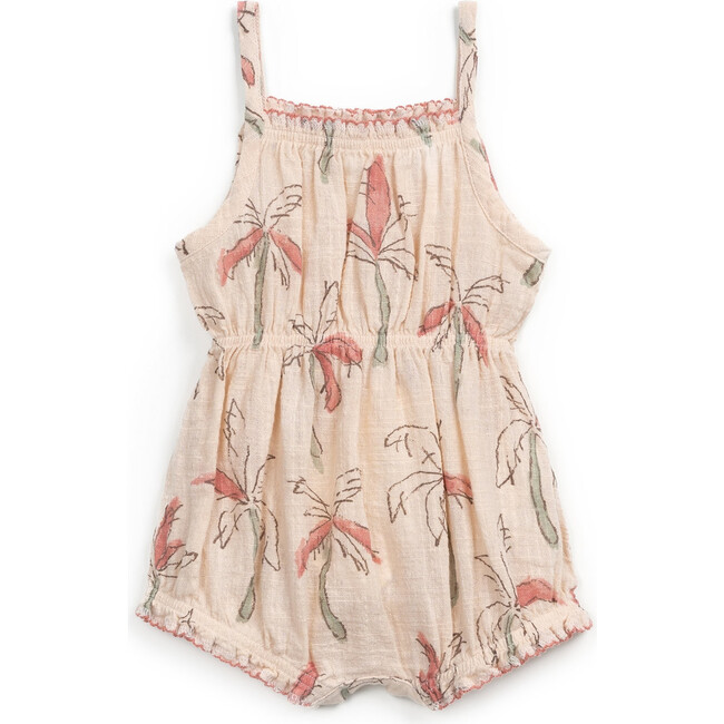 All-Over Palm Tree Print Playsuit, Beige & Multicolors