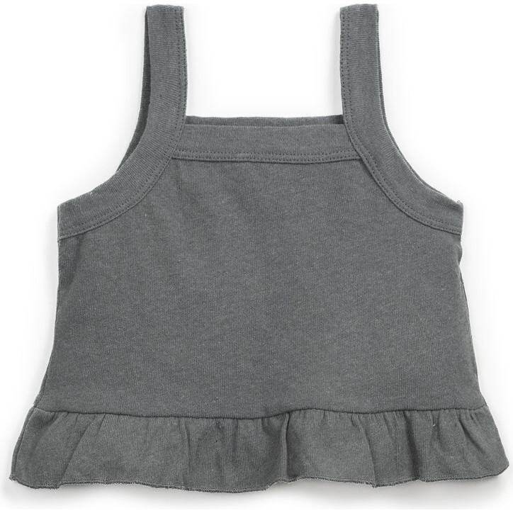 Ruffled Hem Thick Strap Tank Top, Grey - T-Shirts - 1