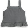 Ruffled Hem Thick Strap Tank Top, Grey - T-Shirts - 1 - thumbnail