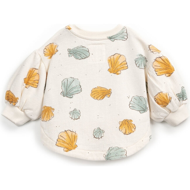 All-Over Clam Shell Print Sweatshirt, Cream - Sweatshirts - 2