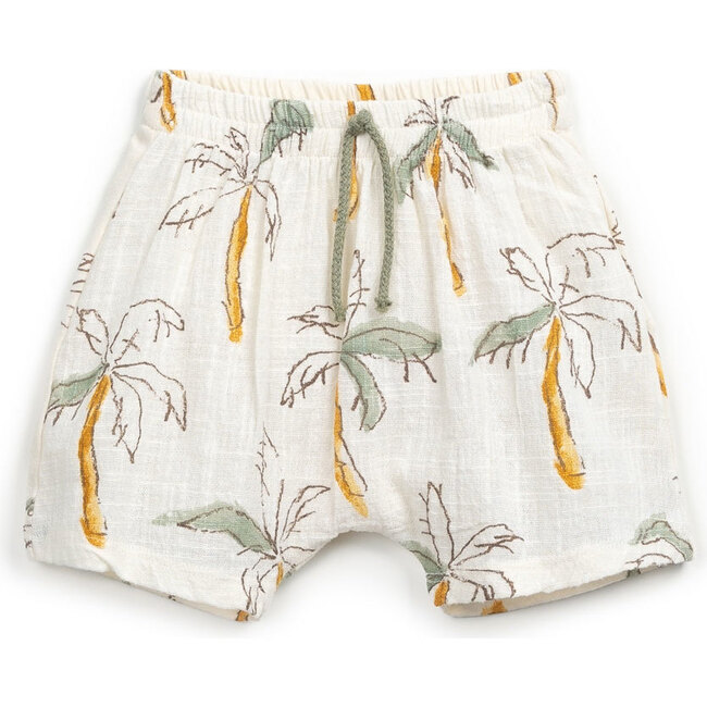 All-Over Palm Tree Print Shorts, Cream