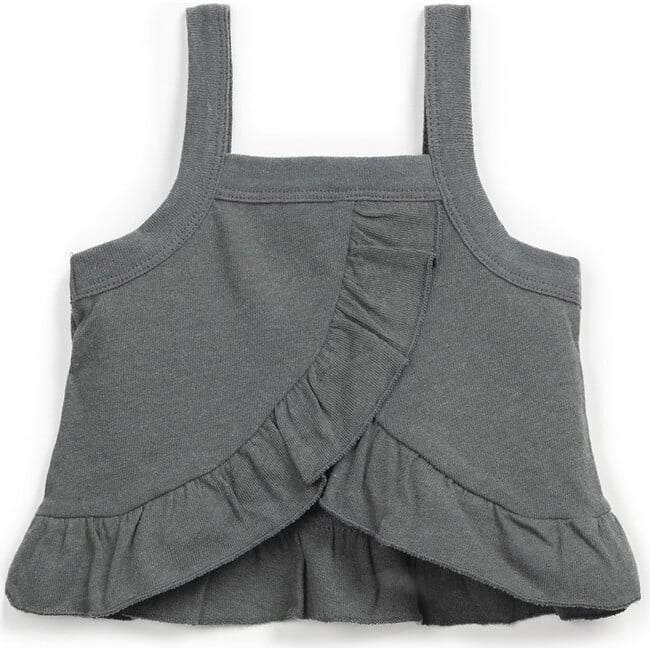 Ruffled Hem Thick Strap Tank Top, Grey - T-Shirts - 2