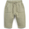 Drawstring 2-Pocket Pants, Olive - Pants - 1 - thumbnail