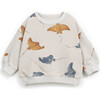 All-Over Sting Ray Print Sweatshirt, Cream - Sweatshirts - 1 - thumbnail