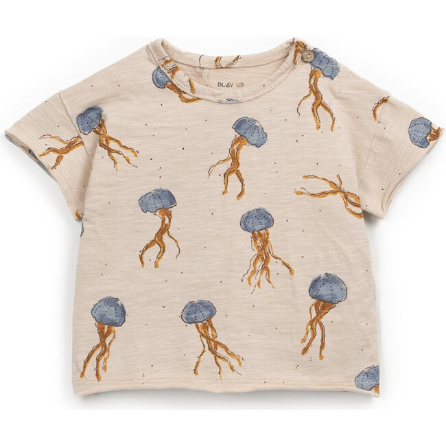 Baby All-Over Jellyfish Print Short Sleeve T-Shirt, Beige