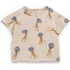 Baby All-Over Jellyfish Print Short Sleeve T-Shirt, Beige - T-Shirts - 1 - thumbnail