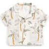 All-Over Print Woven Palm Trees Short Sleeve Shirt, Cream - Shirts - 1 - thumbnail