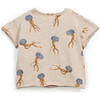 Baby All-Over Jellyfish Print Short Sleeve T-Shirt, Beige - T-Shirts - 2