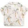 All-Over Print Woven Palm Trees Short Sleeve Shirt, Cream - Shirts - 2