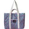 Wavy Checks Recycled Tote Bag, Coral & Blue - Bags - 1 - thumbnail