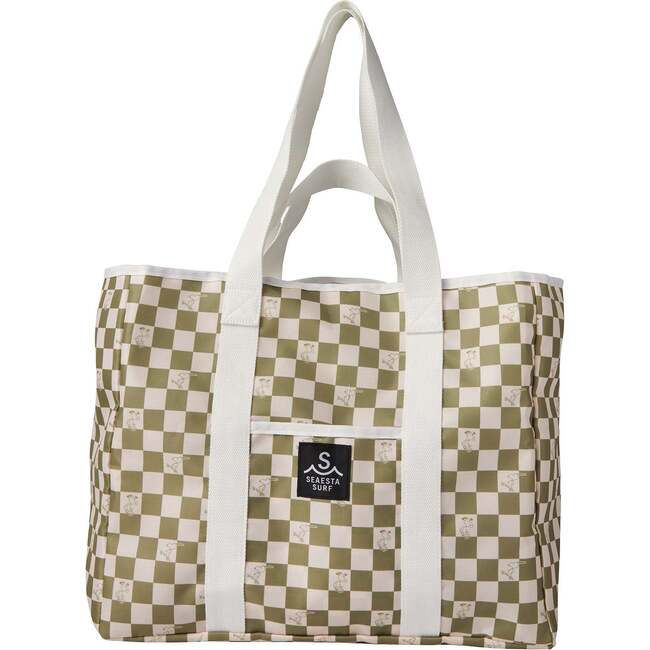 Peanuts® Checkered Recycled Tote Bag, Moss