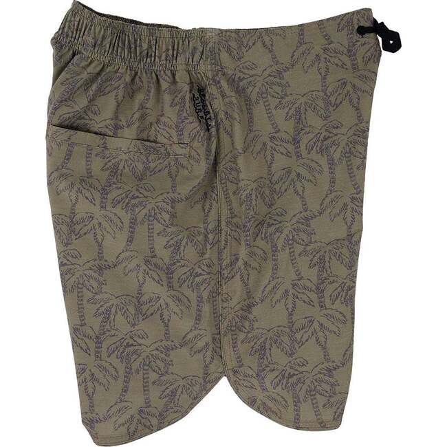 Men's Palmitos Print Drawstring Boardshorts, Algae - Swim Trunks - 2