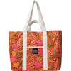 Fleurs Print Recycled Tote Bag, Peach & Orange - Bags - 1 - thumbnail