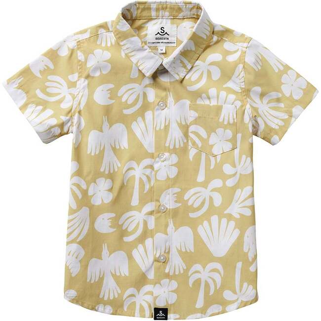 Ty Williams Print Short Sleeve Button-Up Shirt, Khaki