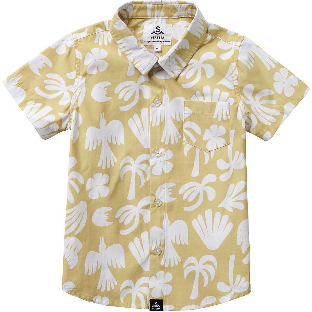 Ty Williams Print Short Sleeve Button-Up Shirt, Khaki - Shirts - 1
