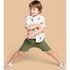 Kids Gauze Rounded Pocket Rolled-Up Shorts, Green - Shorts - 2