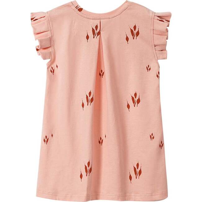 Girls Jersey Box Pleated Sleeve Dress, Peach - Dresses - 2