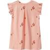 Girls Jersey Box Pleated Sleeve Dress, Peach - Dresses - 2