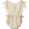 Girls Gauze Tie Bow Sunsuit, Sand - Onesies - 1 - thumbnail