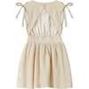 Girls Fit-N-Flare Sleeveless Bow Shoulder Cinched Waist Sundress, Sand - Dresses - 1 - thumbnail