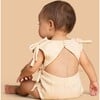 Girls Gauze Tie Bow Sunsuit, Sand - Onesies - 4