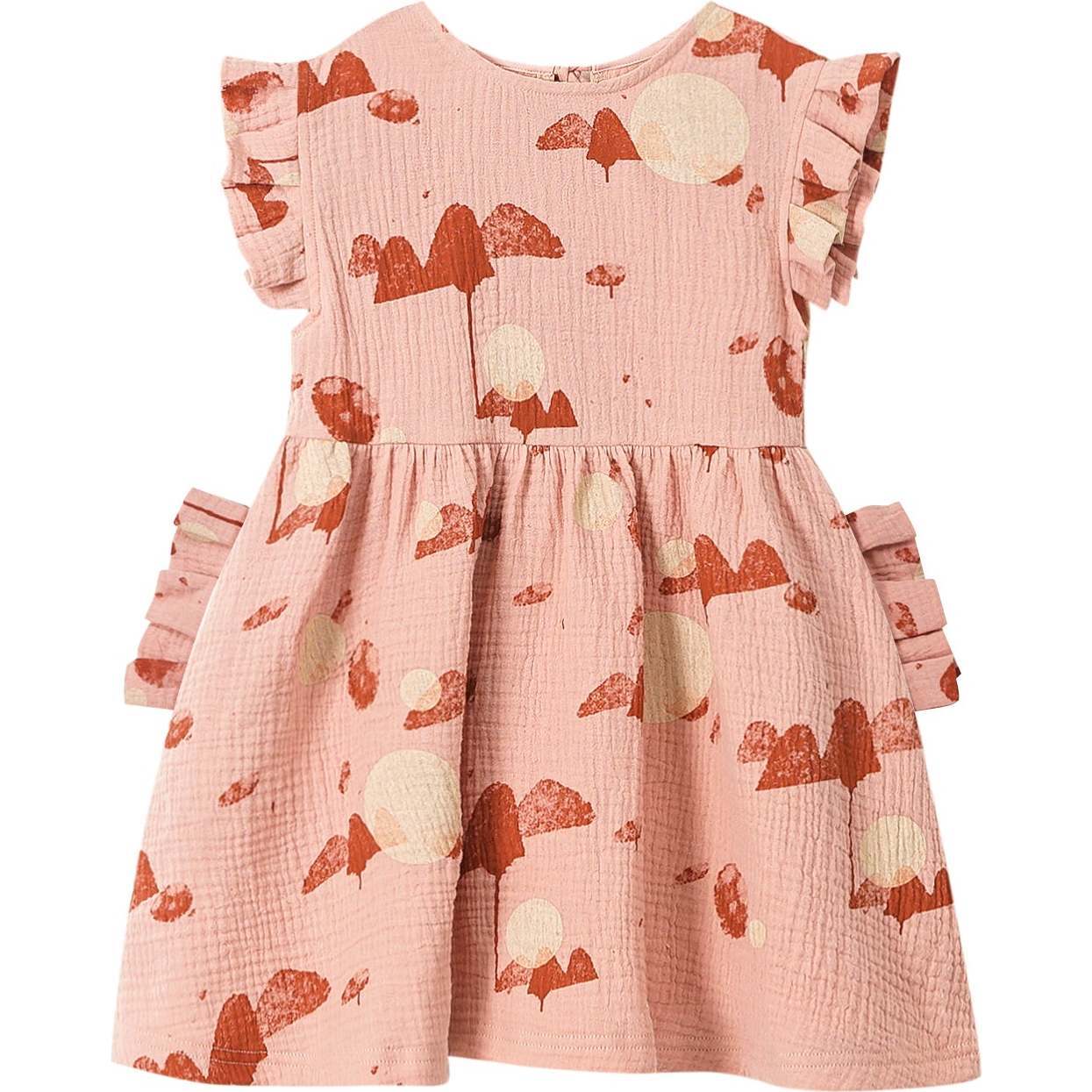 Girls Fit-N-Flare Box Pleats Sleeve Pocket Dress, Peach - OMAMImini Dresses  | Maisonette