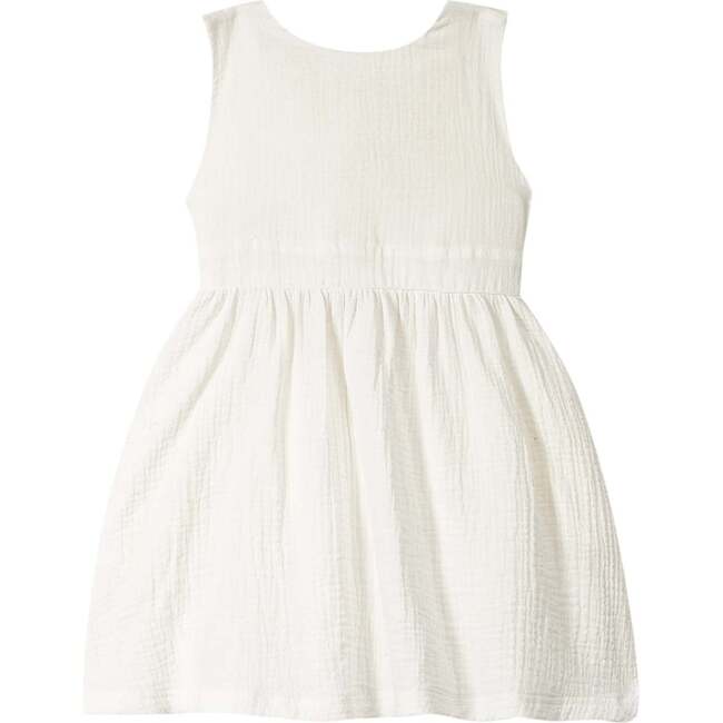 Girl Gauze Sleeveless Pinafore Dress, Off-White