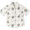 Boys Print Gauze Button Down Shirt, Off-White - Button Downs - 1 - thumbnail