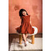 Girl Gauze Sleeveless Pinafore Dress, Terracotta - Dresses - 5