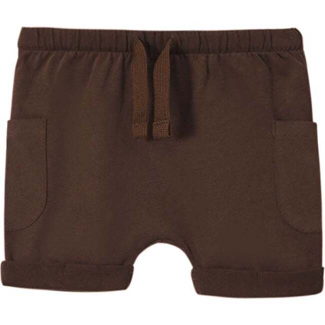 Boys Jersey Rolled-Up Drawstring Shorts, Brown