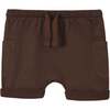 Boys Jersey Rolled-Up Drawstring Shorts, Brown - Shorts - 1 - thumbnail