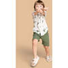 Boys Print Gauze Button Down Shirt, Off-White - Button Downs - 3