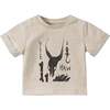 Baby Yee Haw Print Boxy T-Shirt, Sand - T-Shirts - 1 - thumbnail