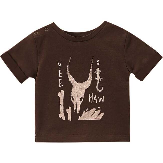 Baby Yee Haw Print Boxy T-Shirt, Brown