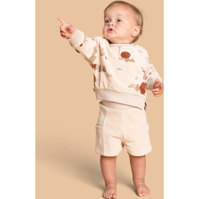 Baby Terry Mountains Print Ribbed Hem Sweatshirt, Sand - Sweatshirts - 2