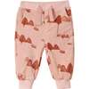 Baby Terry Mountains Print Ribbed Hem Drawstring Joggers, Peach - Sweatpants - 1 - thumbnail