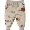 Baby Terry Mountains Print Ribbed Hem Drawstring Joggers, Sand - Sweatpants - 1 - thumbnail