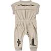 Baby Print Terry Short Ribbed Sleeve Zip-Up Flightsuit, Sand - Jumpsuits - 2