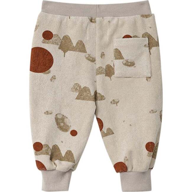 Baby Terry Mountains Print Ribbed Hem Drawstring Joggers, Sand - Sweatpants - 2