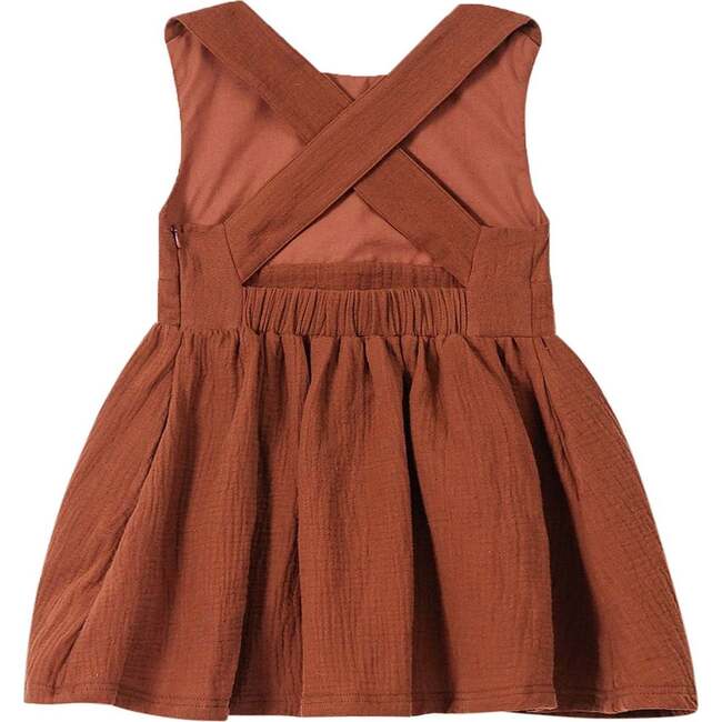 Baby Girls Gauze Sleeveless Pinafore Dress, Terracotta - Dresses - 2