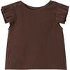 Baby Girls Gauze Box Pleated Sleeve Top, Brown - Blouses - 1 - thumbnail